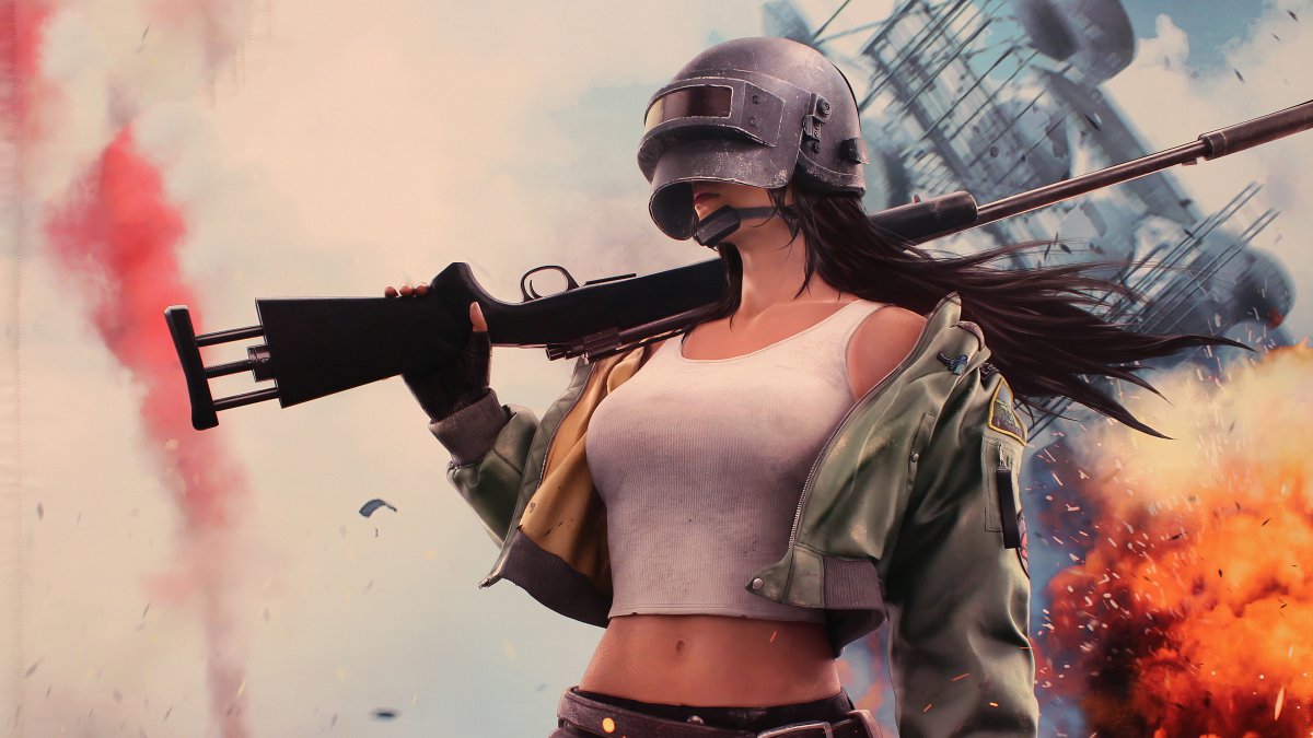 PUBGɫŮ ǹ ͷ 4KͼƬ