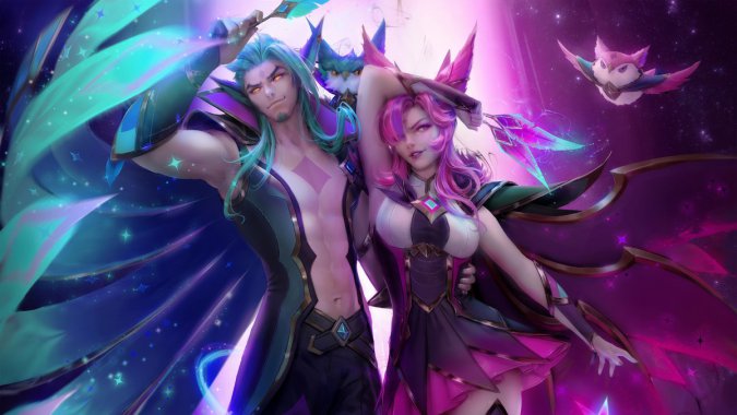 LOL��Ӣ�����ˣ���֮�ػ���(Xayah��Rakan)�����ᡤ�塷2020 4K��ͼƬ