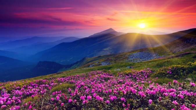 ��ɽ��ˮ ���ﻨ�� ���� ̫�� 4K�羰ͼƬ